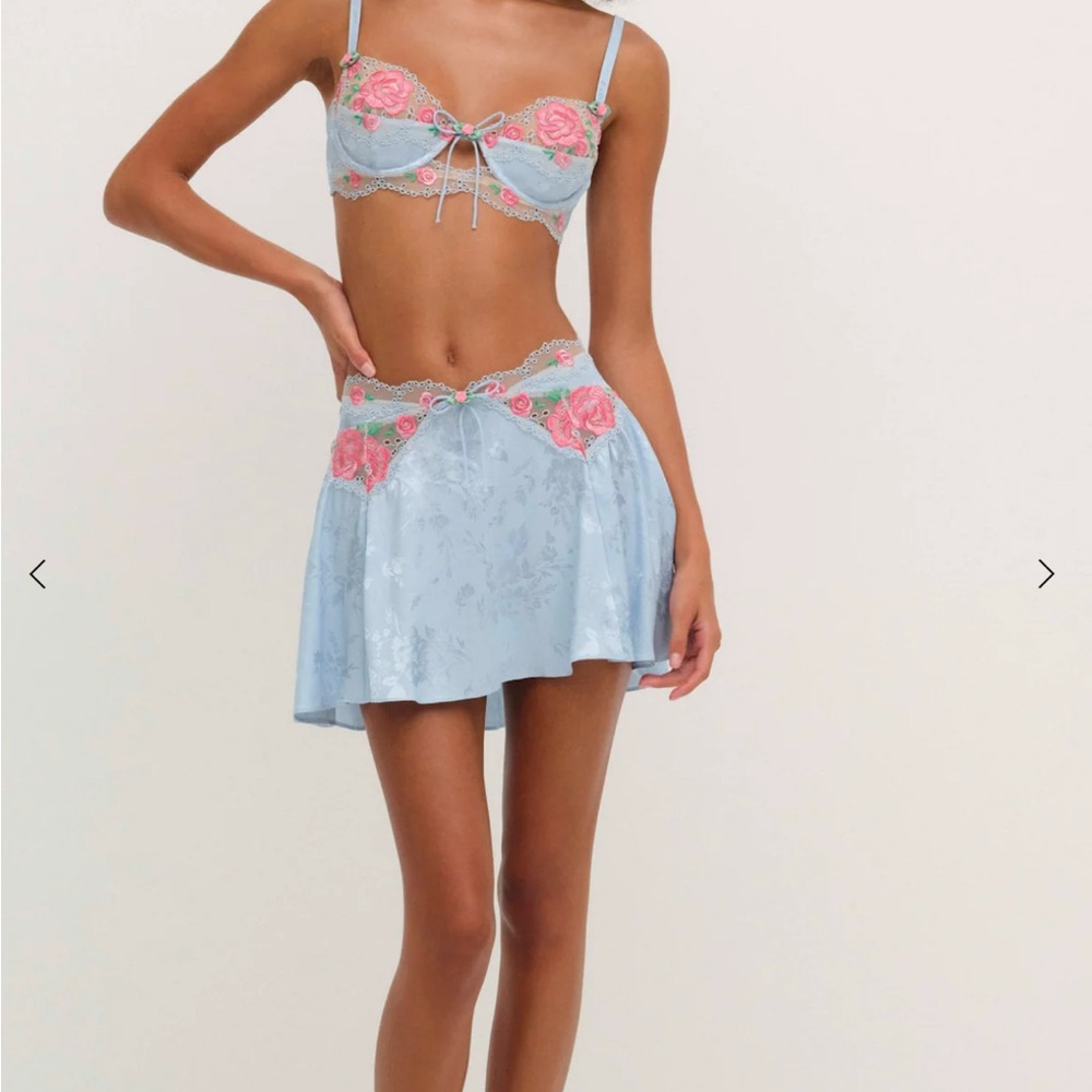 For Love And Lemons skirt silk blue